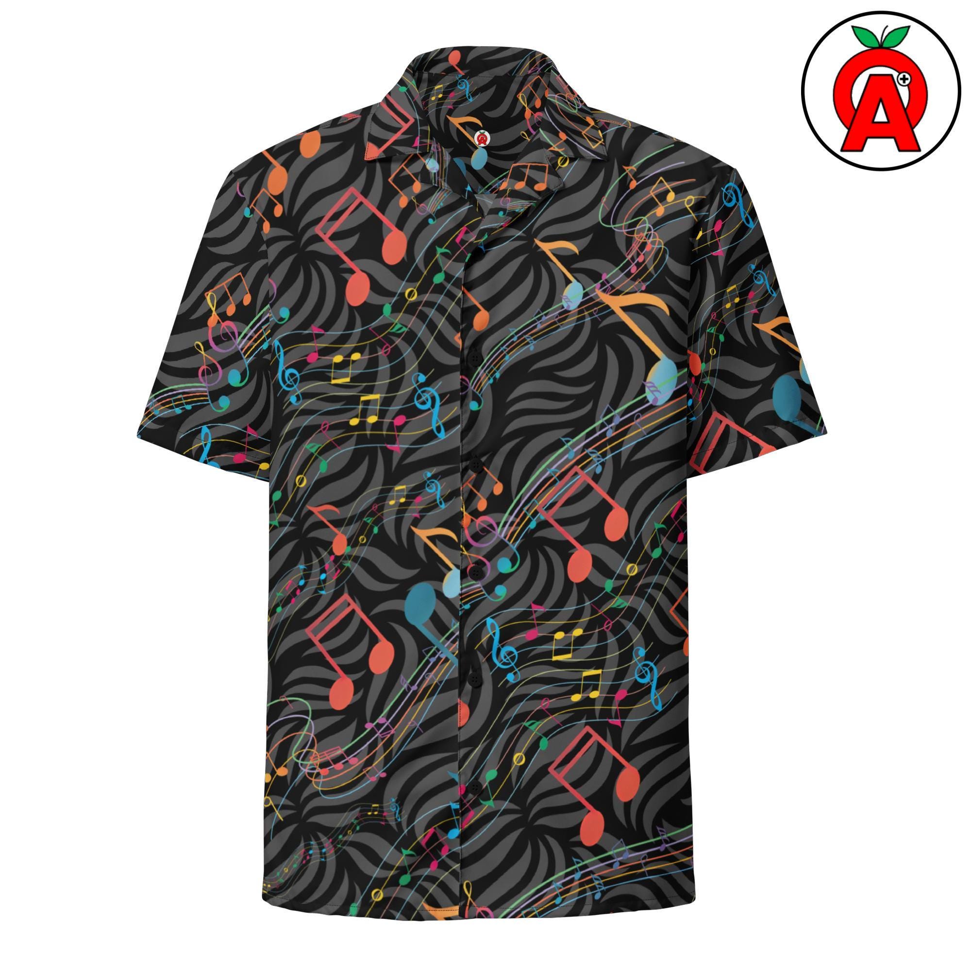 neons様 hawaiian shirt.(music note) 50 黒 dotted-blue-musical-notes-