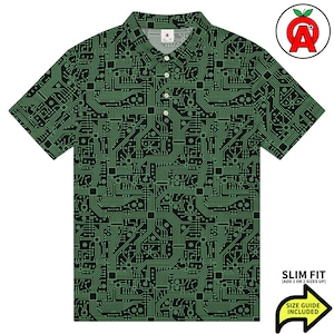 Circuit Board Pattern, Adult Unisex All-Over Slim Fit Polo Shirt, Moisture Wicking Quick Dry Fabric, Gift for Engineers Programmers