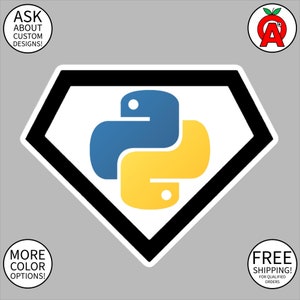 Python Superhero Shield Vinyl Sticker - Bubble-free - Programming Logo ...