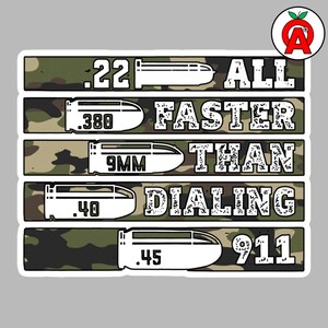 Firearm Caliber Vinyl Sticker, Quick Response Self Defense Design Vinyl Sticker, Gun Enthusiasts Die Cut Decal