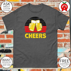 Cheers Beer Shirt - Adult Unisex T-Shirt with Two Pints of Beer - Gifts for Beer Lovers Party Goers Friends Couples St. Patrick’s Day