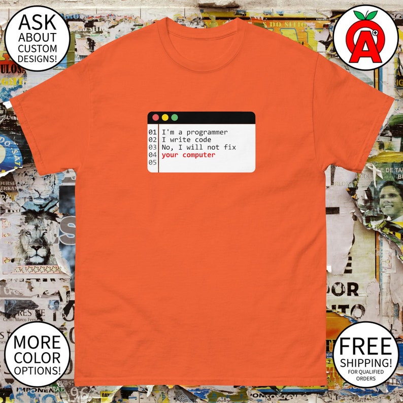 Programmer Code Lines Shirt - Adult Unisex Gifts for Techies, Developers, Graduation, Birthday
