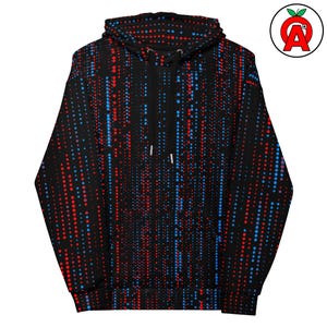Matrix Binary Code, AOP Hoodie, Unisex Top, Graphic Pullover, Soft Sweater