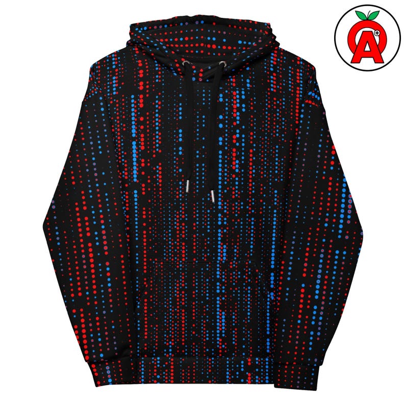 Matrix Binary Code, AOP Hoodie, Unisex Top, Graphic Pullover, Soft Sweater