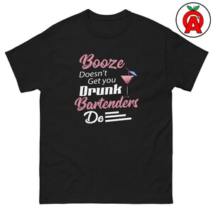 Monogrammed Bartenders Influence Tee - Trendy Unisex Cotton Shirt with Structured Fit for Layered Streetwear - Various Colors & Sizes