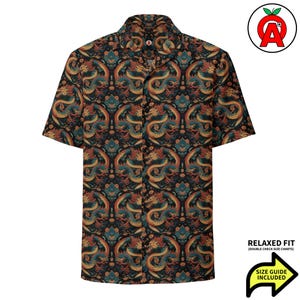 Fiery Dragon Print Hawaiian Shirt - Unique Fantasy Fashion for Dragon Enthusiasts and Party Goers Button Up Hawaiian Shirt Relaxed Fit Up