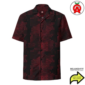 Digital Code Hawaiian Shirt, Binary Code Aloha Shirt, Programming Button Down, Cyberpunk Camp Shirt, Hacker Beach Top