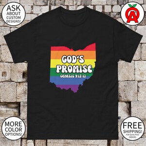 Camiseta unisex con el mapa del arcoíris de Ohio y la promesa de Dios