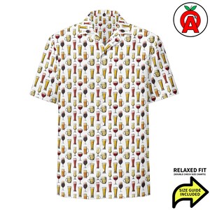 Beer Hawaiian Shirt, Hops Button Down, Pint Aloha Shirt, Mug Button Up, Brewer Beach Top