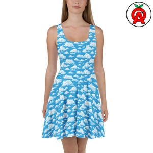 Blue Skys and Clouds, Adult Women's All-Over Skater Dress, UPF50+ Material, Gift for Sky Lovers, Nature Fans, Dreamy Style Enthusiasts