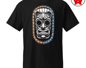 Tiki Bar Shirt, Tropical Party Unisex Shirt, Hawaiian Luau Graphic Tee, Beach Vacation Short Sleeve Top, Retro Crew Neck Tee