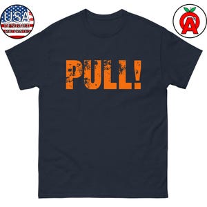 Pull Shotgun Clay Pigeon Unisex T-Shirt - Trap Shooting Skeet Sport Tee - Gifts for Hunters, Skeet Shooters, Clay Shooting, Father&#39;s Day