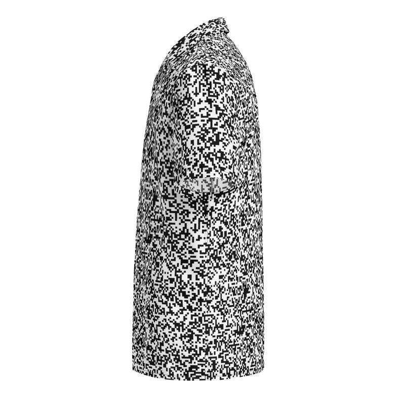 QR Code Barcode Data Matrix Pattern, Adult Unisex All-Over Relaxed Fit Button Up Hawaiian Shirt, Moisture Wicking UPF50+ Material, IT Gift