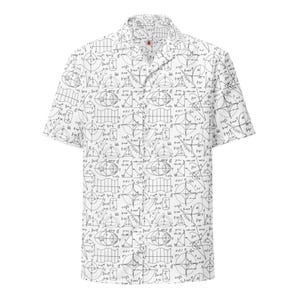 Equazioni di matematica e fisica, camicia hawaiana unisex per adulti, vestibilità comoda, con bottoni, materiale traspirante UPF50+, regalo per insegnanti di scienze