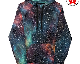 Galaxy Hoodie, Space AOP Hoodie, Nebula Unisex Top, Cosmic Graphic Pullover, Stargazer Soft Sweater