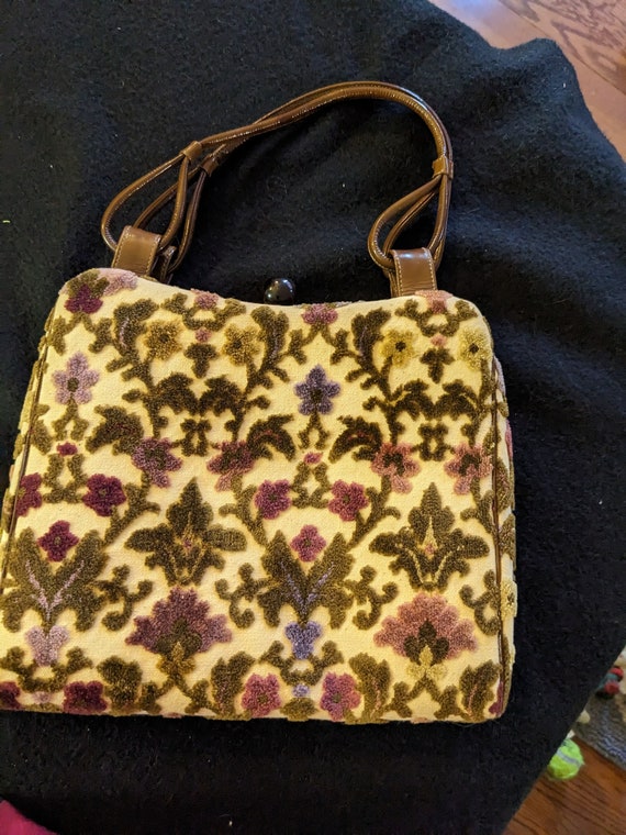 Vintage 1940-1960 tapestry purse, hand bag - image 1