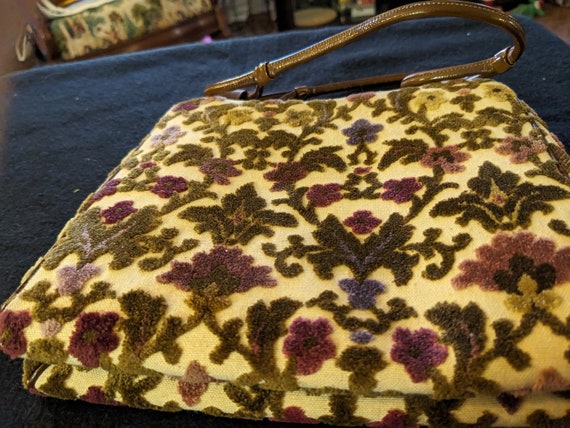 Vintage 1940-1960 tapestry purse, hand bag - image 6