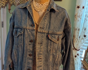 Vintage Jean Jacket Levi Strauss ,Live to Ride Patch