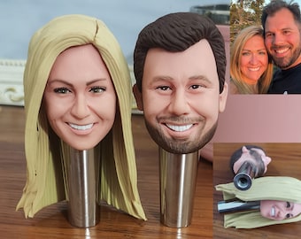 Grifo de cerveza personalizado con figura cabezona, grifo de arcilla polimérica personalizado
