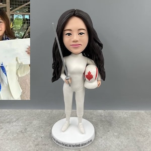 Custom personalized fencing bobblehead statues, great gifts for fencing enthusiasts, fencing gifts, Christmas fencing decorations