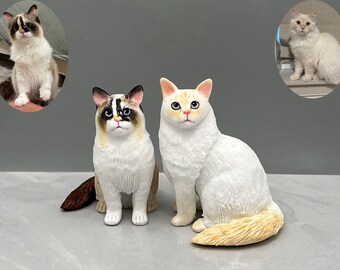 Escultura personalizada de gato en arcilla polimérica, adorno personalizado para tarta de gato