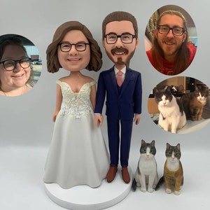 Custom Couple Polymer Clay Figurine, Personalized Wedding Cake Topper