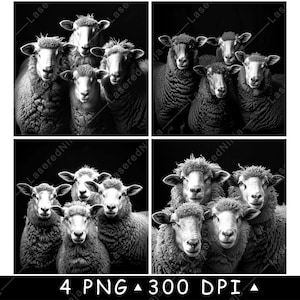 Schaf Lamm Ranch Bauernhof Tiere Ländlich Herde Land Laser Datei Untersetzer Brennen Graustufen Schiefer PNG Bild gravieren Schwarz Weiß Etch CO2 Cnc