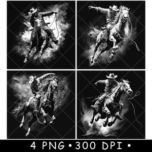 Wild West Cowboy Horseback Ride Horse Galoppo Roping Coaster Laser File Ardesia Incisione Incisione Nero Bianco Immagini PNG,Glowforge,LightBurn,CO2,Cnc