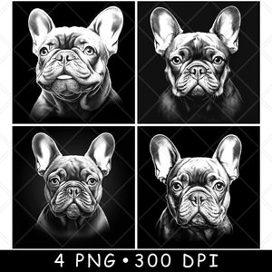 Französische Bulldogge Kopf Frenchie Haustier Hunderasse Gesicht Fell Kunst Laser Datei Untersetzer Brennen Graustufen Schiefer PNG Bild Gravieren Schwarz Weiß Etch CO2 Cnc