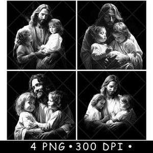Gesù Cristo Bambini Scena Dio Paradiso Santo Salvatore Agnello File Laser Sottobicchiere Brucia Scala di grigi Ardesia PNG Immagine Incidere Nero Bianco Incisione CO2 Cnc
