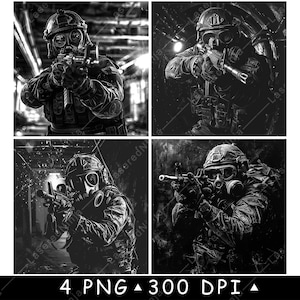 Swat-soldaat Navy Seal Special Ops Militair tactisch masker Laserbestand Onderzetter branden grijstinten leisteen PNG-afbeelding graveren zwart wit etsen CO2 CNC