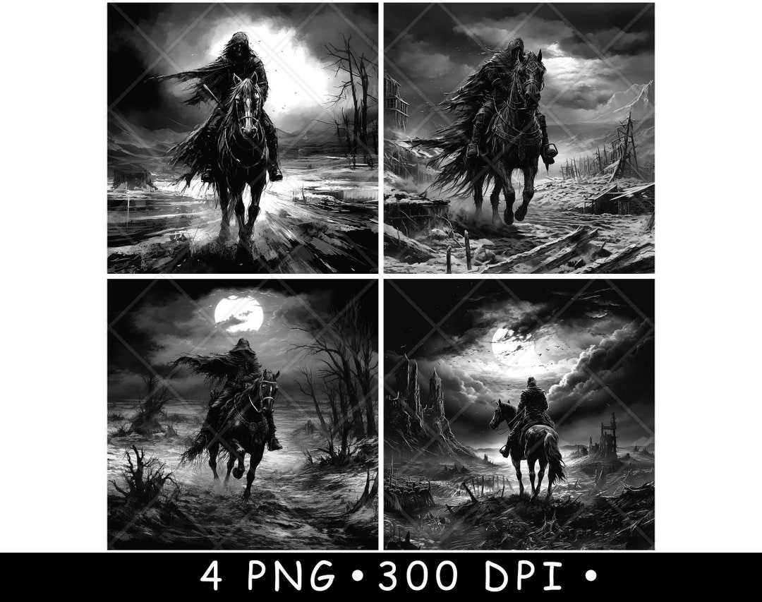 Dark Horseman Bundle Apocalyptic Rider Scenes Gothic Mounted Warrior ...