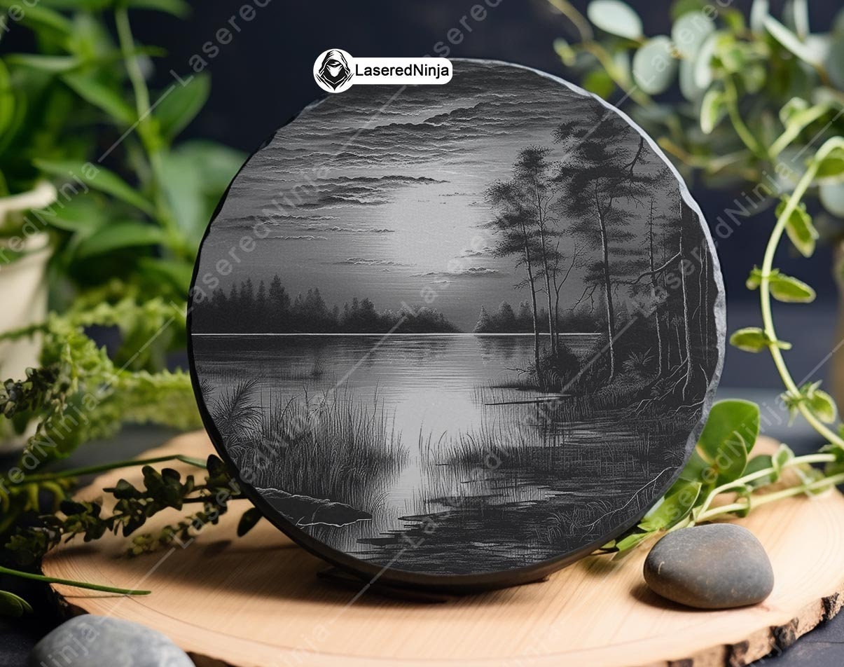 Lake Sunset Scene Swamp Sunrise River Water Reeds Grasses Laser File ...