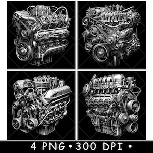 Automotorkunst: mechanische motorillustratie voor lasergravure en CNC
