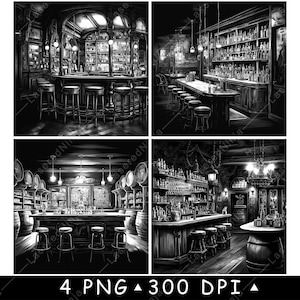 Klassieke wijnbar Taverne Pub Likeur Bier Pub-restaurant Laserbestand Onderzetter Branden Grijstinten leisteen PNG-afbeelding Graveren Zwart Wit Etsen CO2 CNC
