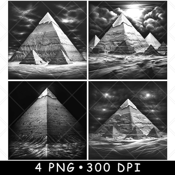 Great Pyramid Giza Egypt Khufu Pharaoh Tomb Laser Tut PNG Slate Coaster Etch Wood burn Black White Cnc,Glowforge,LightBurn,CO2 Diode,xtool