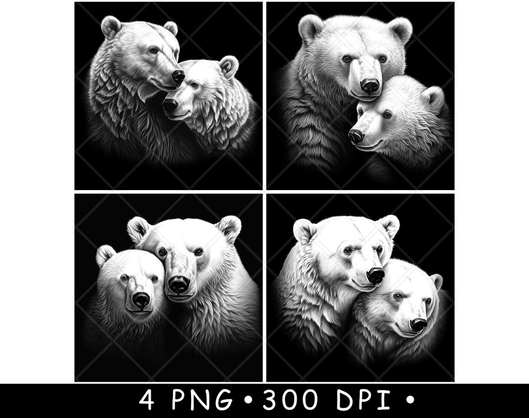 Polar Bear Couple Arctic Ice Pair Valentine Love Wildlife Laser File ...