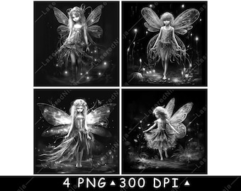 Beautiful Fairy Pixie Sprite Elf Myth Enchanted Coaster Laser File Slate Etch Engrave Black White PNG Images,Glowforge,LightBurn,CO2,Cnc