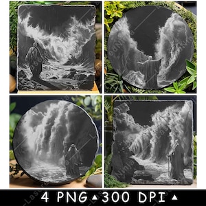 Moses Abschied Rot Meerwasserpassage Bibel Ozean Zitat Laser Untersetzer Brennen Graustufen Schiefer PNG Bild Gravieren Schwarz Weiß Etch CO2 Cnc