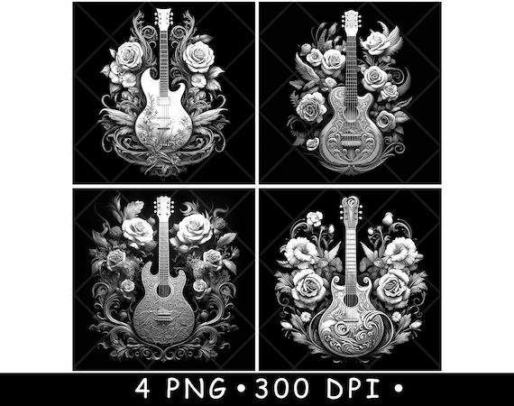 Electric Guitar Roses Floral Music Flowers Acoustic Play Laser