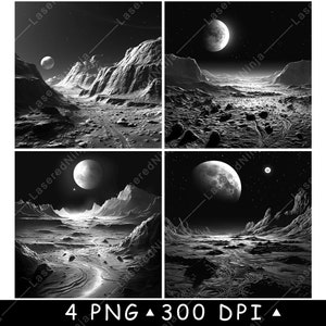 Mars Maan Berg Planeet Melkweg Maan Celestial ET Ruimte Laserbestand Onderzetter Branden Grijswaarden leisteen PNG-afbeelding graveren zwart wit etsen CO2 CNC