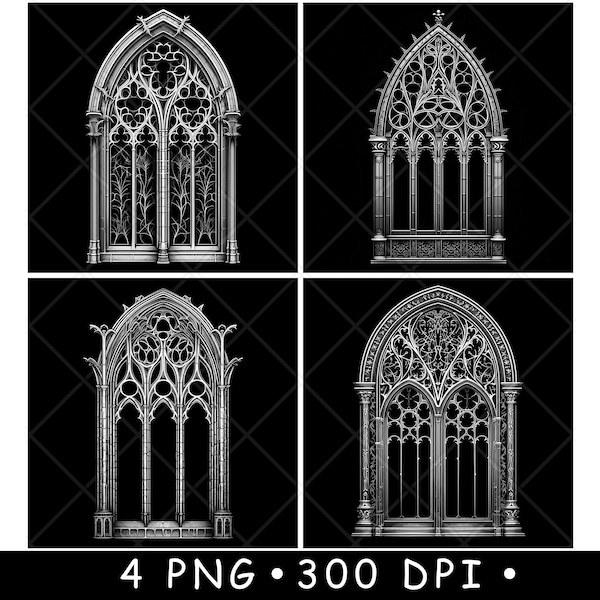 Gothic Window Victorian Cathedral Arch Frame Glass Coaster Laser File Slate Etch Engrave Black White PNG Images,Glowforge,LightBurn,CO2,Cnc