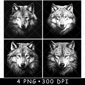 Grijze wolf hoofd alfa dier hoektand hond wilde dieren roofdier laserbestand onderzetter branden grijswaarden leisteen PNG-afbeelding graveren zwart wit etsen CO2 CNC
