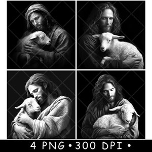 Jezus Lam God Verlosser Christus Messias Verlosser Herder Laserbestand Onderzetter branden grijstinten leisteen PNG-afbeelding graveren zwart wit etsen CO2 CNC