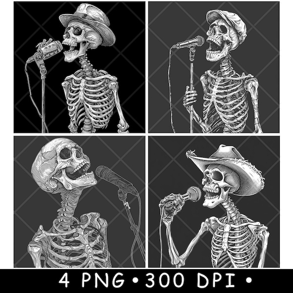 Squelette, chant, scène, microphone, chapeau, crâne, musicien, sous-bocks, fichier laser, ardoise, gravure, noir, blanc, image PNG, phosphore, lampe, CO2, CNC