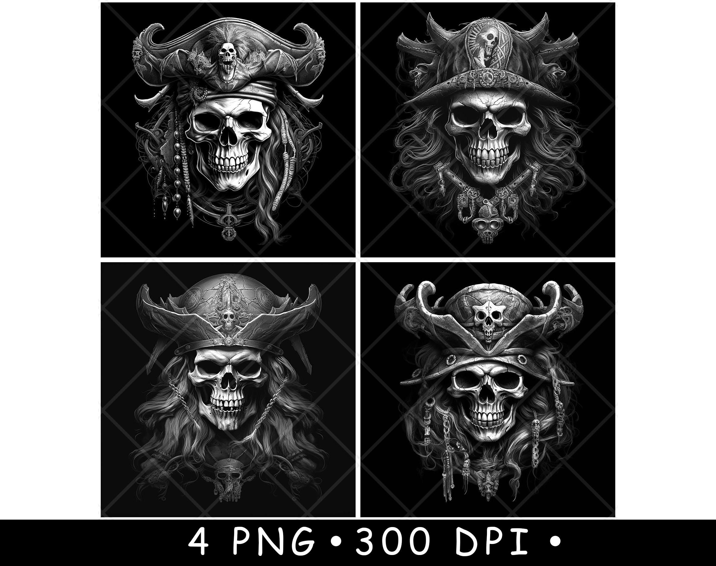 Pirate Head Skull Blackbeard Captain Jolly Bones Skeleton