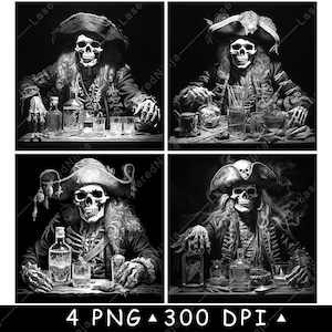 Scheletro pirata che beve alcol liquore vodka scena sottobicchiere laser file ardesia incisione incisione nero bianco PNG,Glowforge,LightBurn,CO2,Immagini,Cnc
