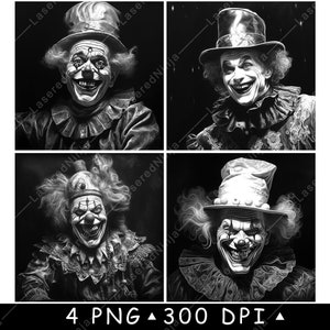 Payaso Hombre Feliz Divertido Circo Acróbata Jovial Escalofriante Bufón Archivo Láser Posavasos Quemar Escala de Grises Pizarra Imagen PNG Grabar Negro Blanco Grabado CO2 Cnc