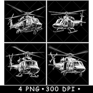 Militaire helikopter Chopper Luchtvaartvliegtuig Black Hawk Army Laserbestand Coaster Branden grijstinten leisteen PNG-afbeelding graveren wit etsen CO2 CNC