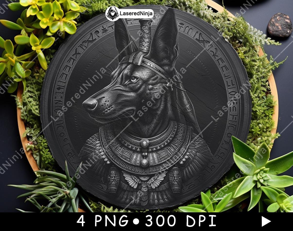 Anubis Head Egyptian Jackal Ancient God Black White PNG Bundle